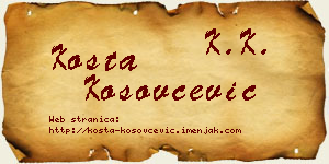 Kosta Kosovčević vizit kartica